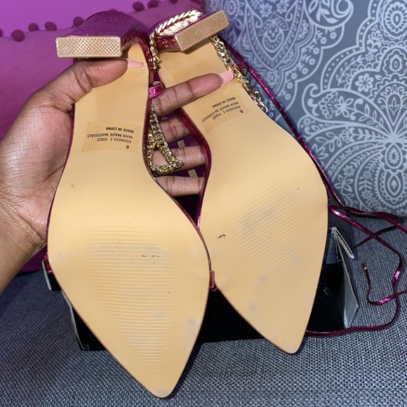 VIBEZ LACE UP CHAIN STRAP POINTED TOE STILETTO HEEL 💕 - Picture 5 of 9